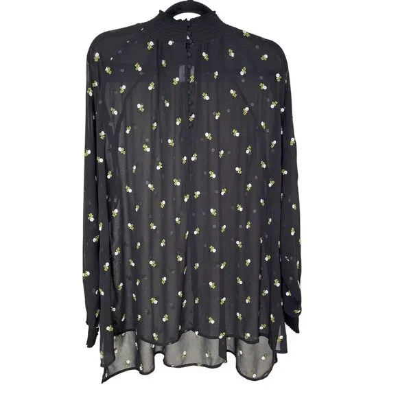 CAbi Black Sheer Embroidered Floral Blouse | XL Style 5338 Romantic Boho Top - Picture 4 of 10